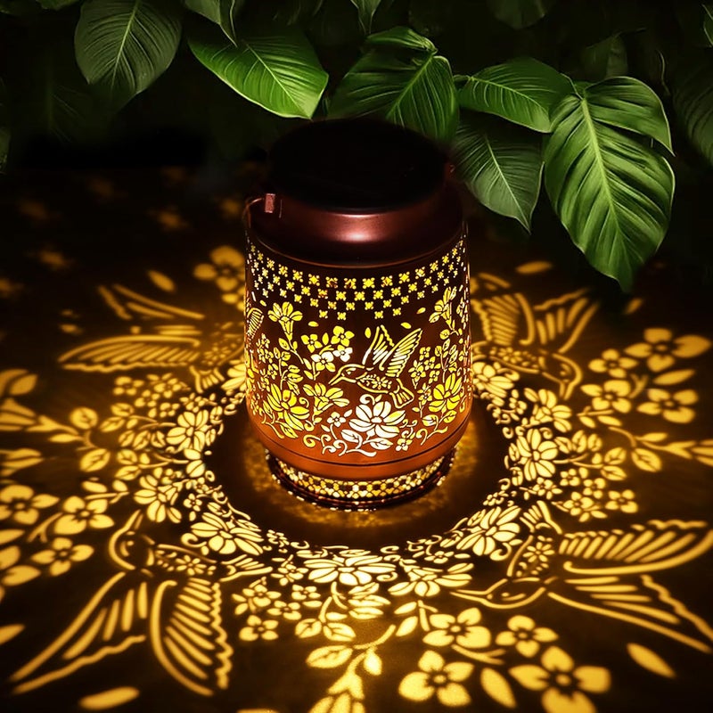 Fussion Solar Lanterns Outdoor Waterproof Hummingbird Elegant Garden Decor Birthday Gifts for Grandma Women Mom Sister Metal Hanging Solar Lights Decorations Outside for Backyard, Patio, Lawn, Porch - Image 1